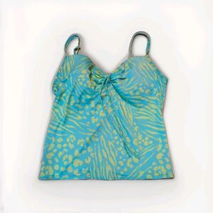 Victorias Secret Push Up Swim Tankini Top Swimsuit Womens 38C Teal Center Tie